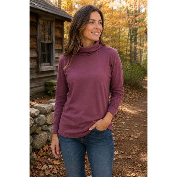L.L Bean Tops - L.L.Bean Pima Cotton Turtleneck Top NWT | Plum Berry Long Sleeve | Small